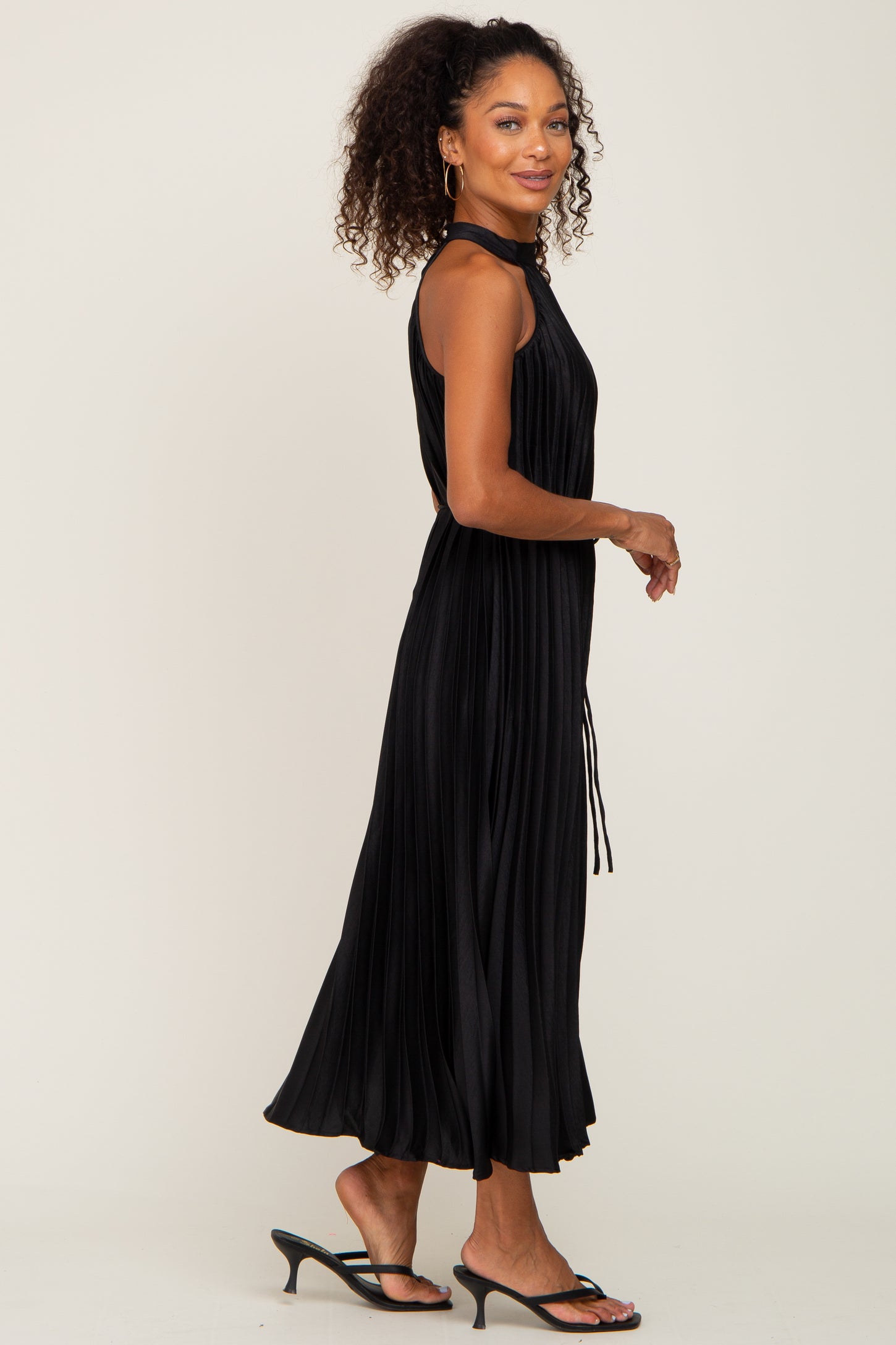 Black Pleated Halter Dress PinkBlush Black Pleated Halter Dress PinkBlush