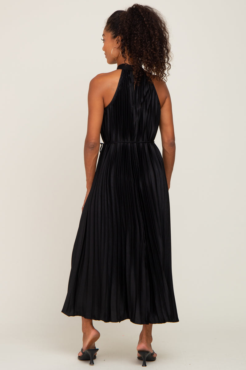 Pinkblush Black Pleated Maternity Halter Dress Large