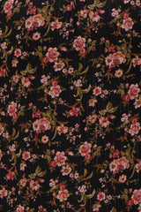 Black Floral Chiffon Smocked Waist Maternity Midi Dress