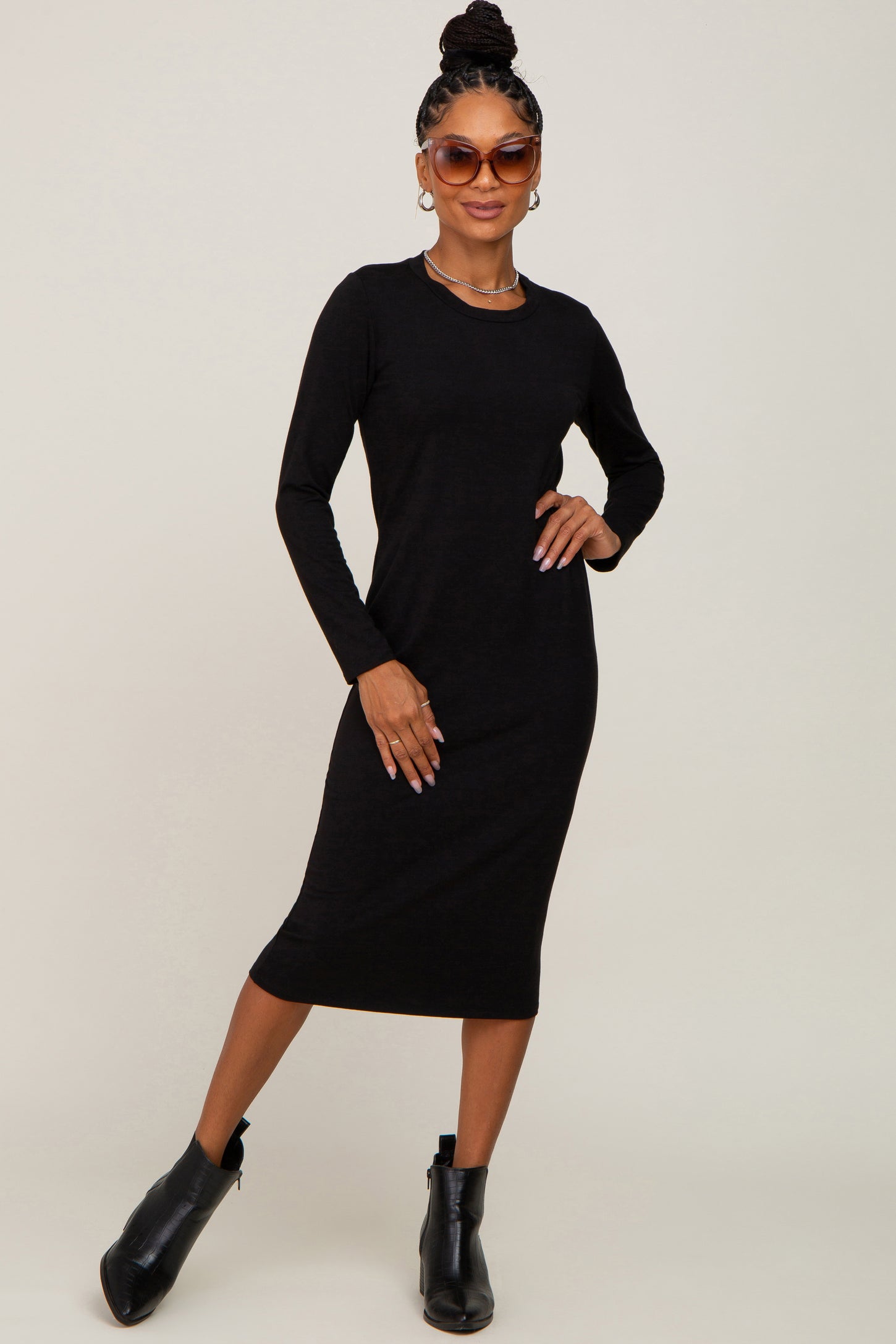 Black Basic Midi Dress PinkBlush Black Basic Midi Dress PinkBlush