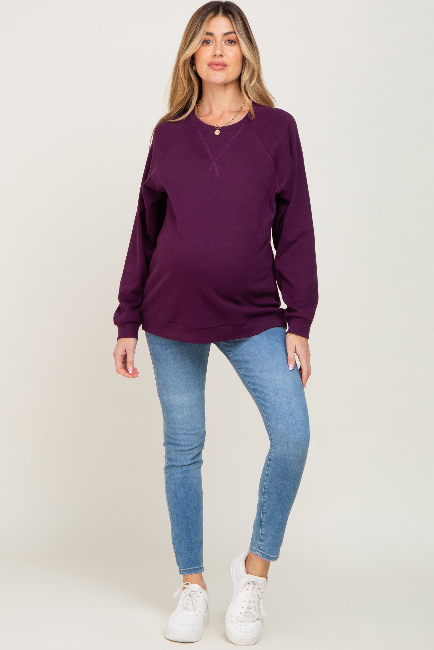 Plum Long Sleeve Maternity Top PinkBlush