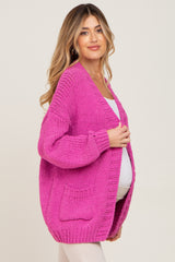 Fuchsia Oversized Bubble Sleeve Maternity Cardigan