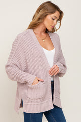 Taupe Chunky Knit Oversized Cardigan