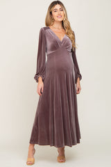 Mauve Velvet Maternity Midi Dress