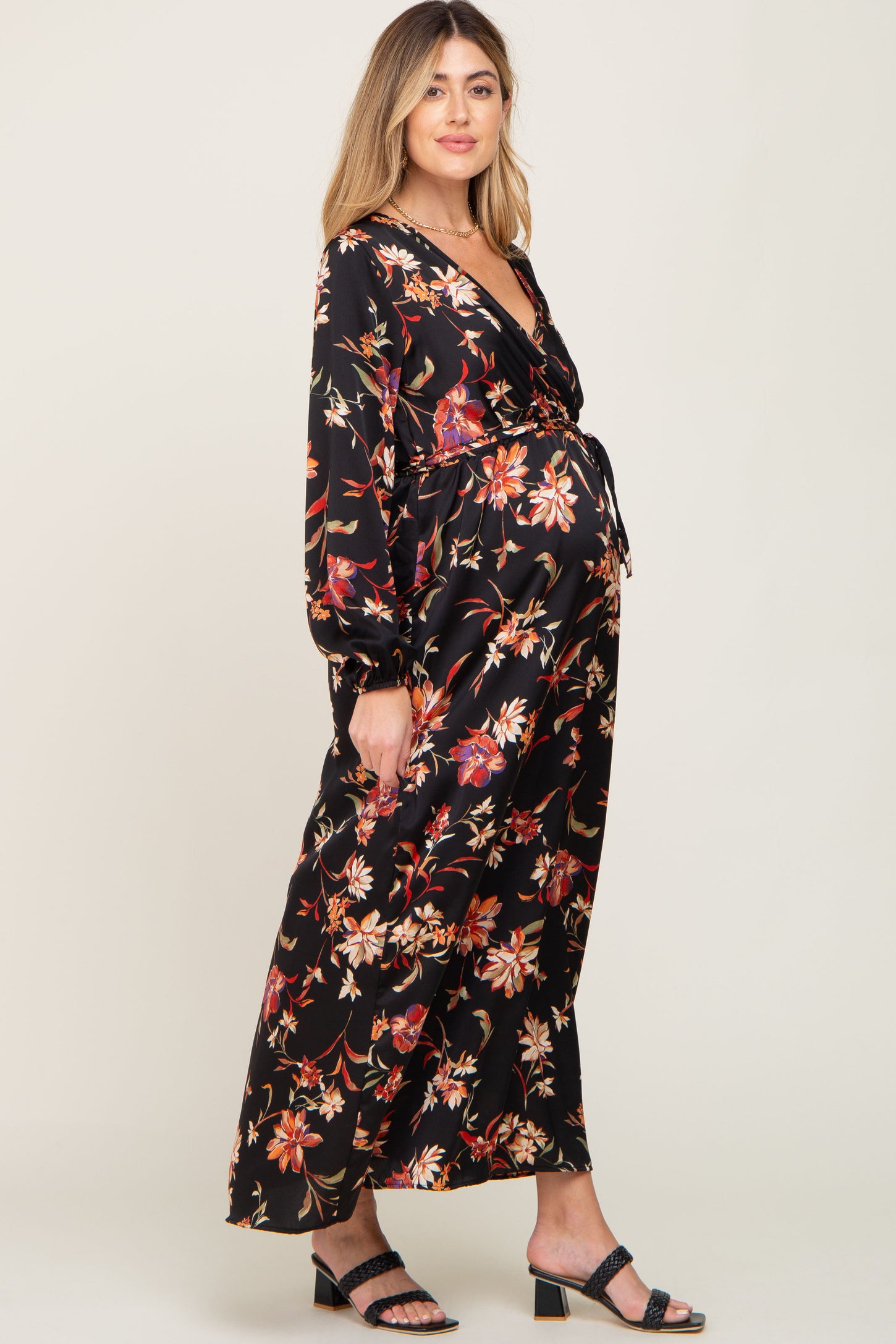maternity wrap maxi dress Maternity Mock Wrap Maxi Dress