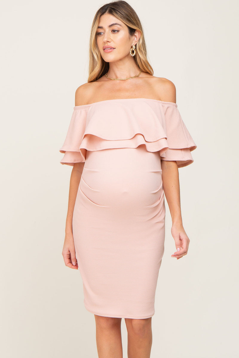 flowy bohemian summer dresses Constance' Off Shoulder Maxi Dress Baby Beige main image 1