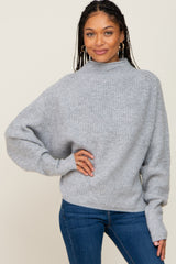 Grey Knit Mock Neck Long Sleeve Maternity Sweater