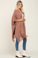 Rust Oversized Fringe Shawl Cardigan