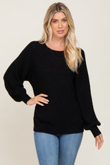 Black Popcorn Knit Raglan Maternity Sweater