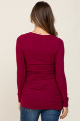 Burgundy Soft Knit Ruched Maternity Top