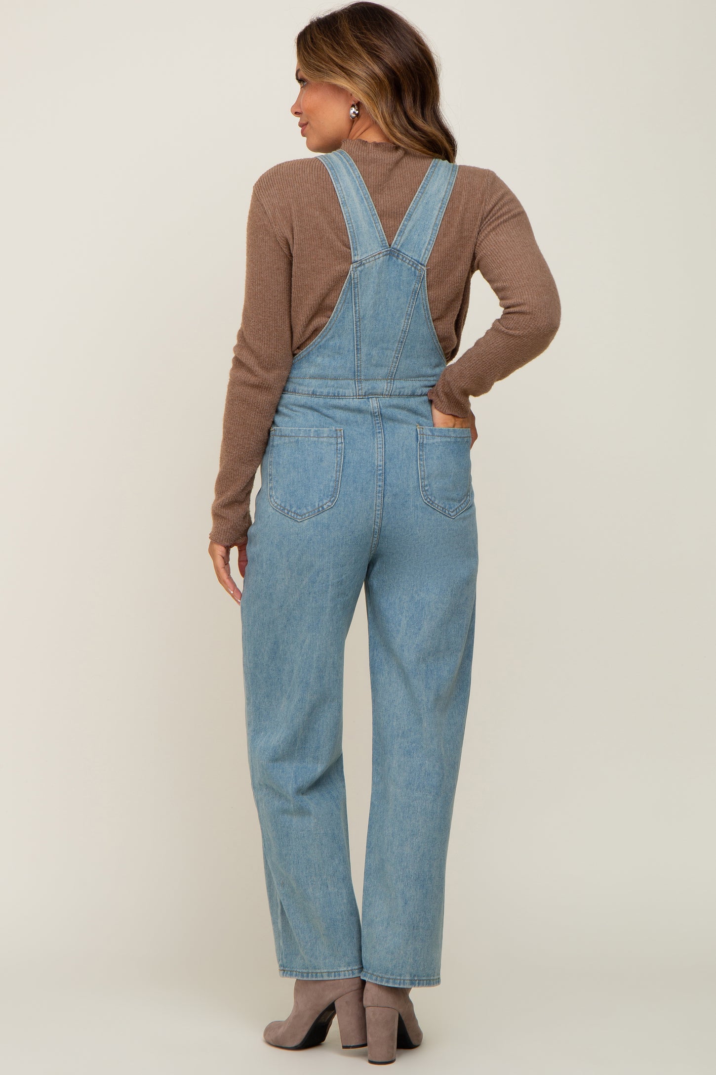 Blue Front Pocket Maternity Jean Overalls PinkBlush