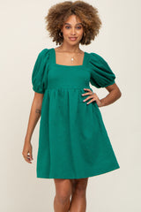 Green Embroidered Tie Back Maternity Dress