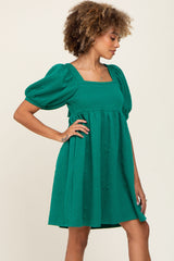 Green Embroidered Tie Back Dress