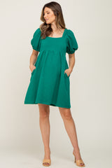 Green Embroidered Tie Back Maternity Dress