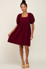 Burgundy Embroidered Tie Back Maternity Dress