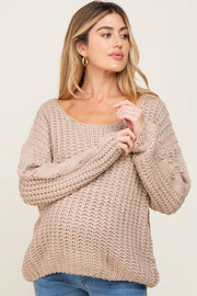Taupe Chunky Knit Maternity Sweater