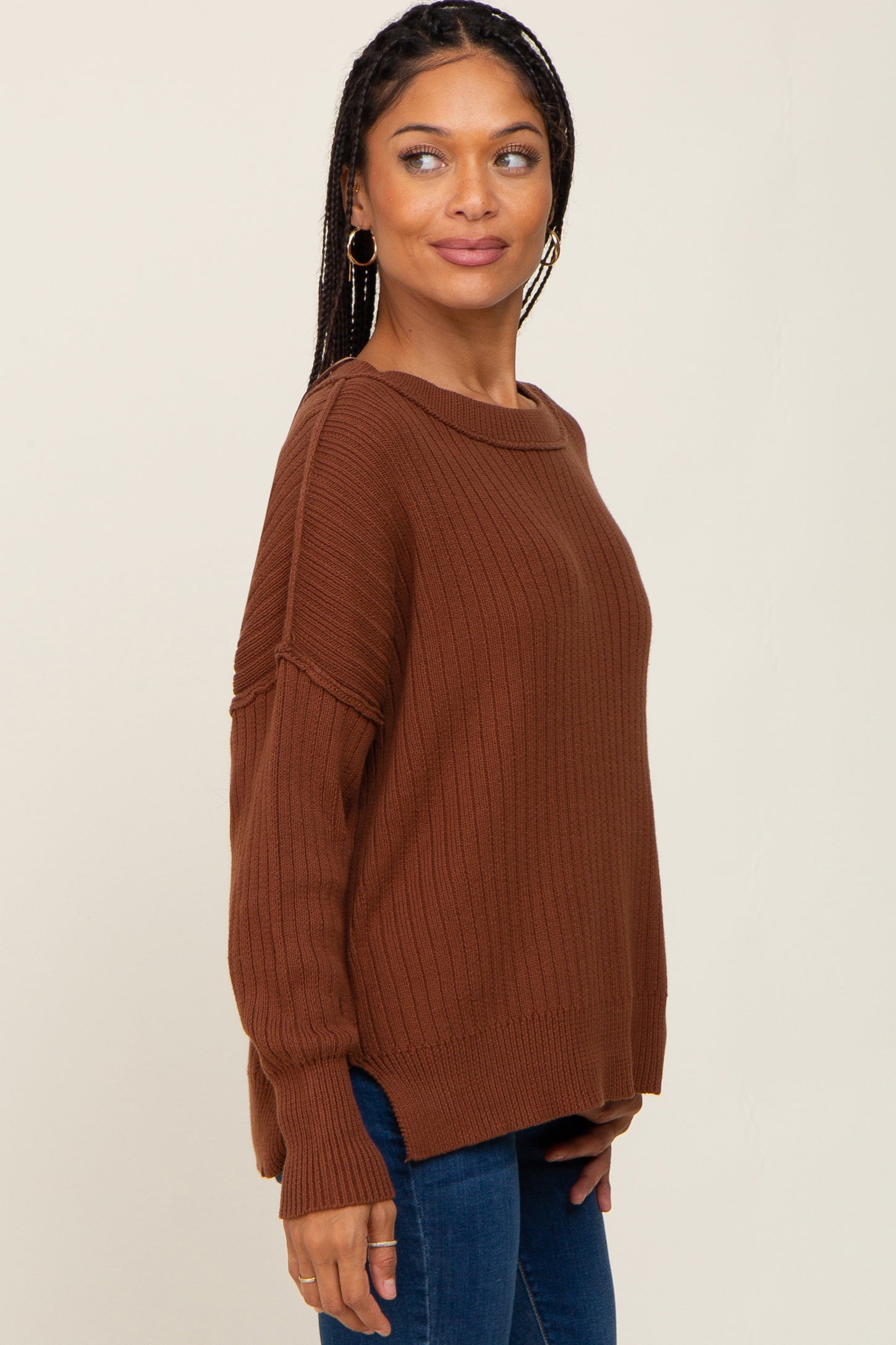 Brown Ribbed Sweater