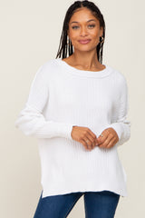 Ivory Ribbed Maternity Sweater
