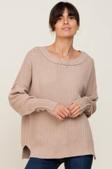 Taupe Ribbed Maternity Sweater