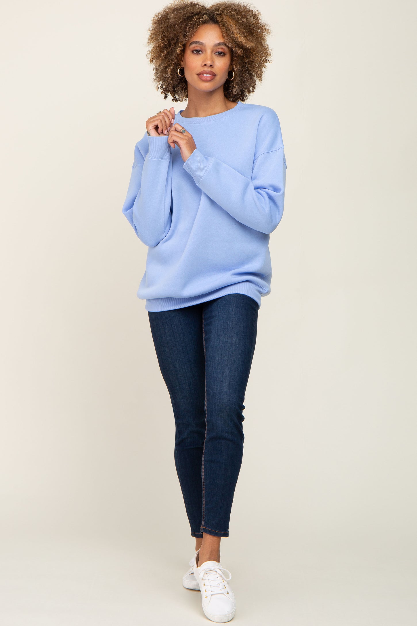 Light Blue Basic Maternity Sweatshirt PinkBlush