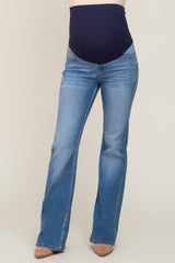 Blue Basic Flared Leg Maternity Jeans