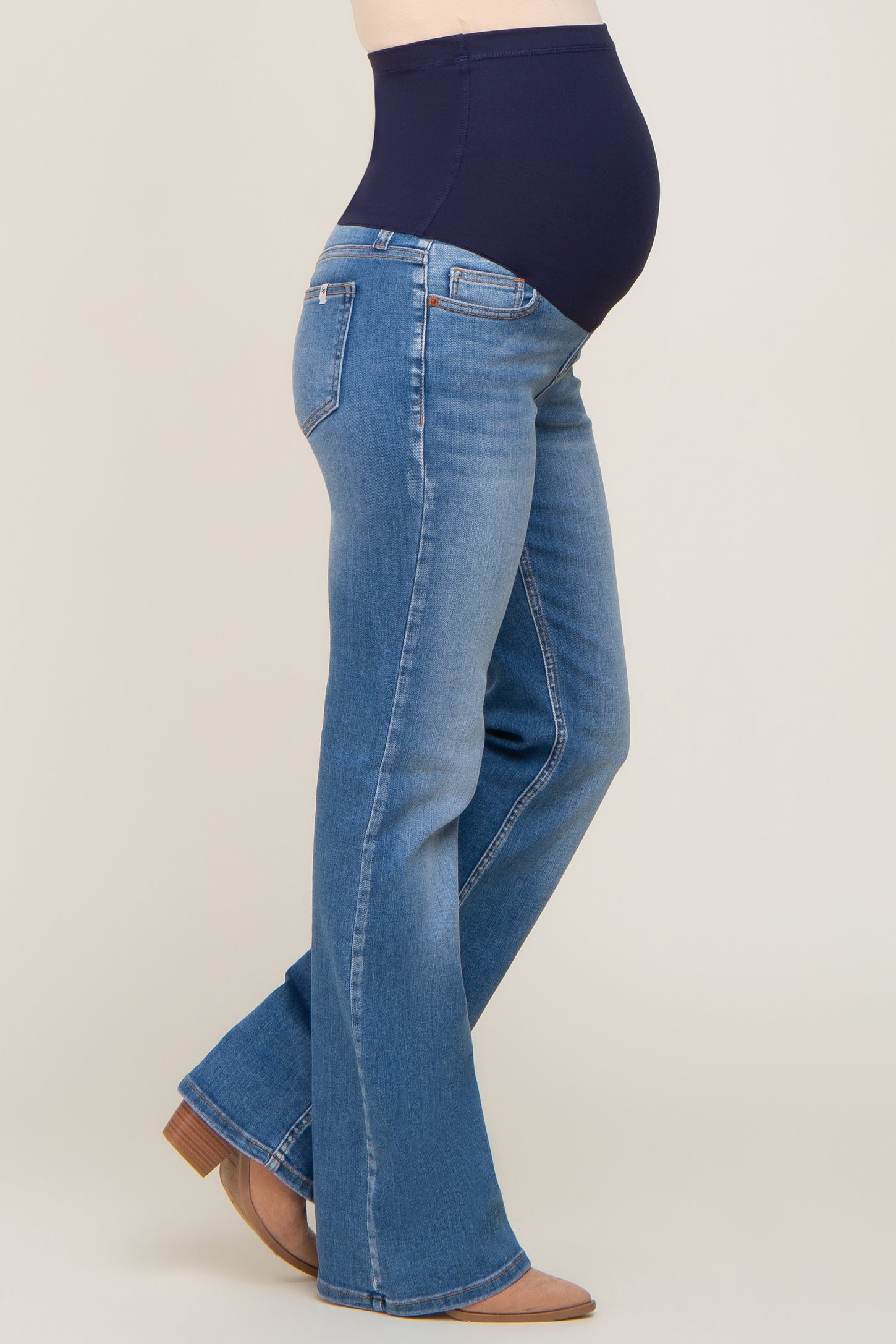 Blue Basic Flared Leg Maternity Jeans– PinkBlush