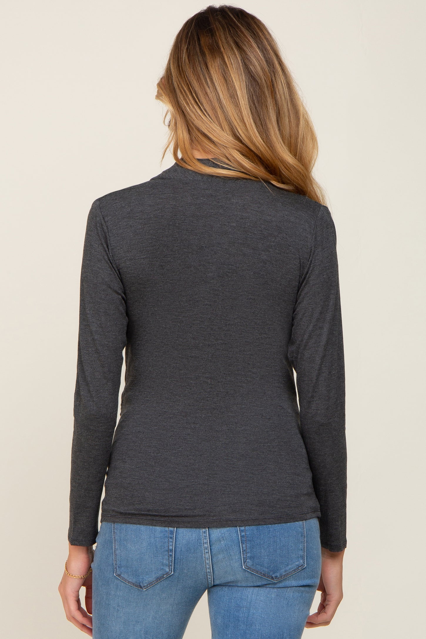 Charcoal Long Sleeve Wrap Maternity Nursing Top