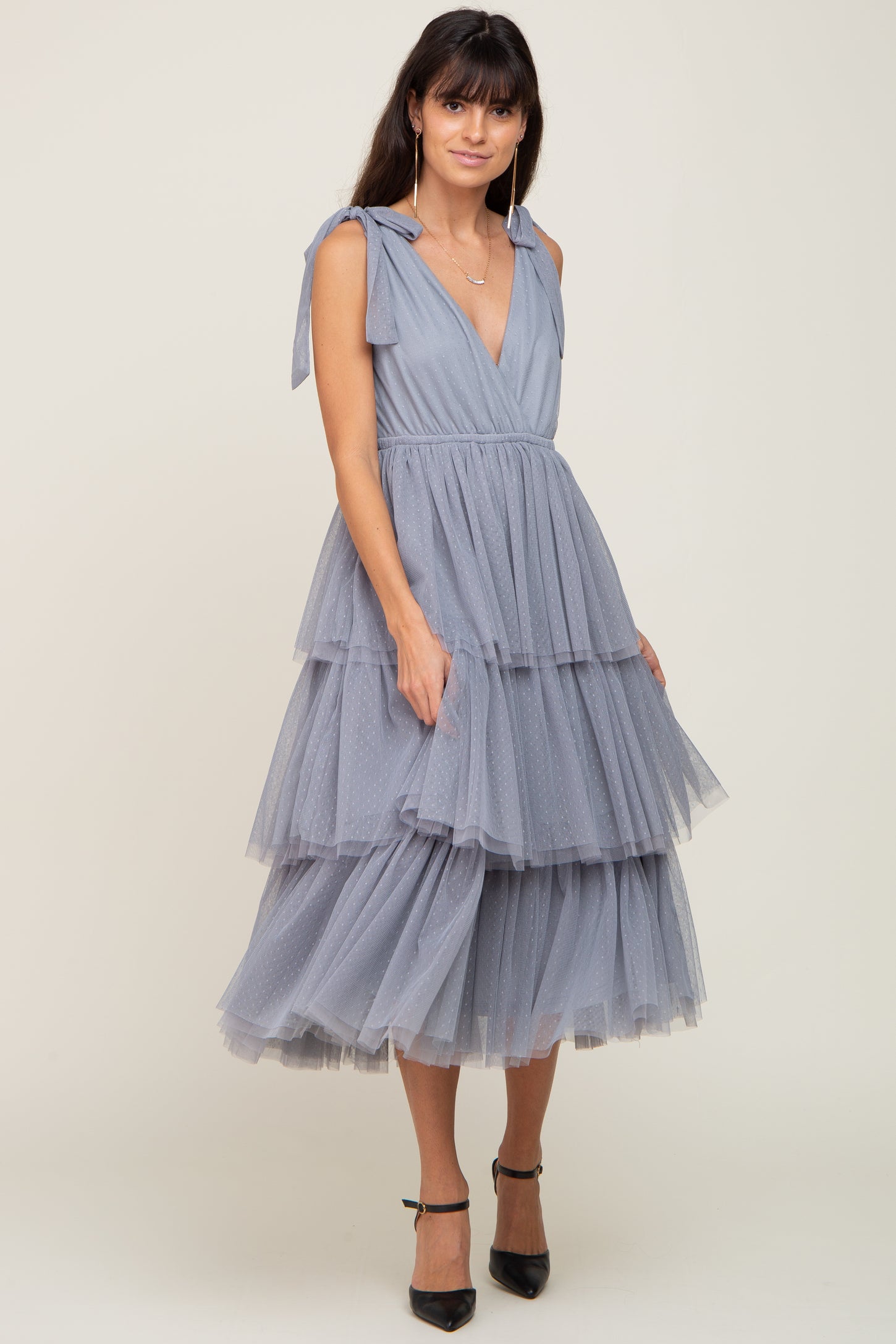 Light Blue Sleeveless Tiered Tie Strap Tulle Maternity Midi Dress Large - Pinkblush - Casual Chic Boutique Light Blue Sleeveless Tiered Tie Strap Tulle Maternity Midi Dress Large - Pinkblush - Casual Chic Boutique