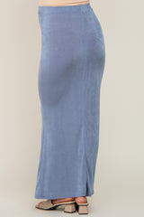 Blue Stretch Knit Maternity Maxi Skirt