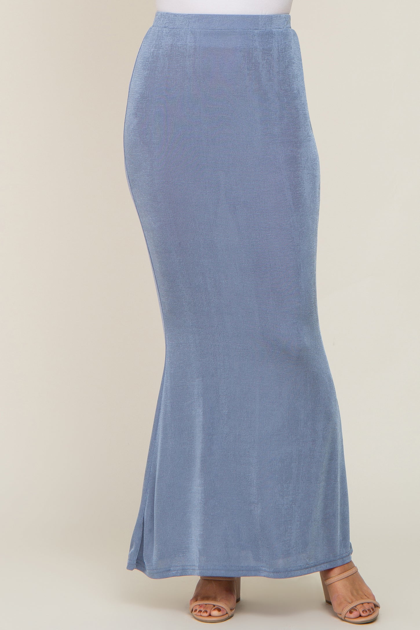 Blue Stretch Knit Maxi Skirt