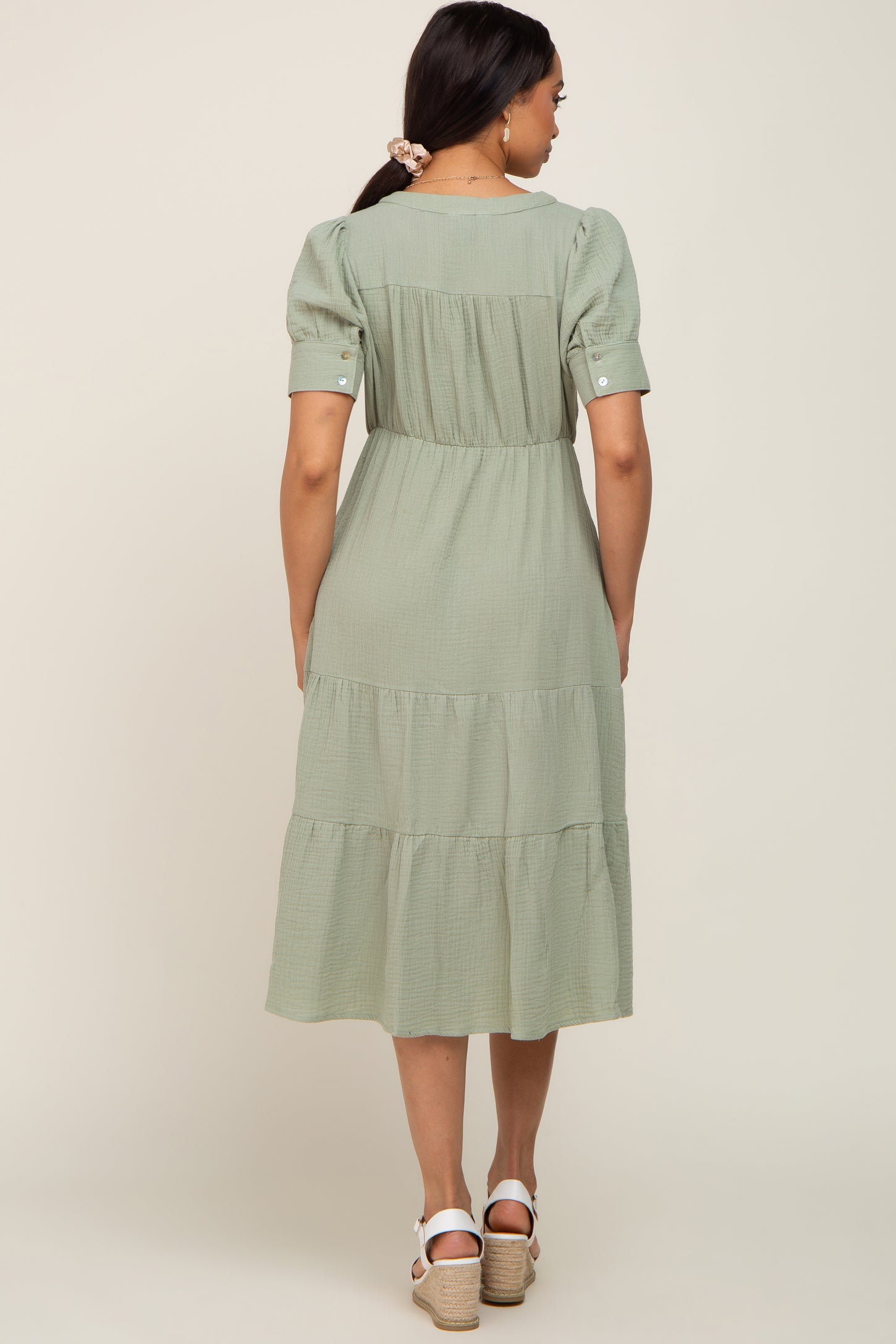 Mint Button Down Short Sleeve Maternity Dress Mint Button Down Short Sleeve Maternity Dress