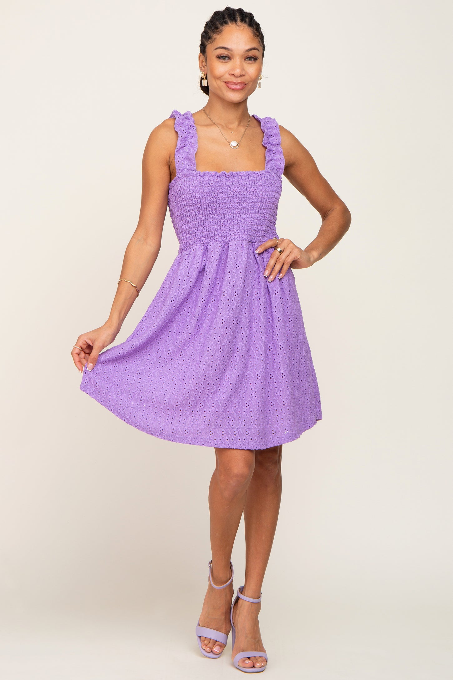 Lavender Smocked Eyelet Dress – PinkBlush Lavender Smocked Eyelet Dress – PinkBlush