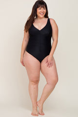 Black Ruched Plus One Piece Swimsuit