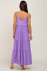 Lavender Tiered Sleeveless Maternity Maxi Dress