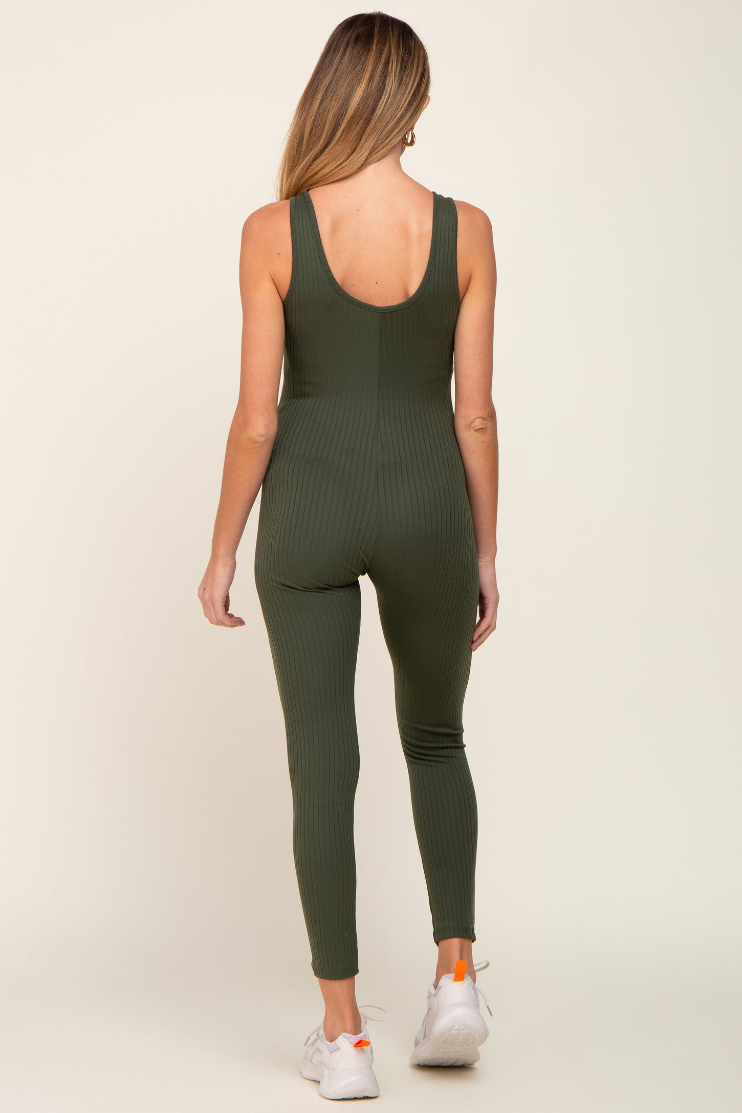 Olive Ribbed Bodycon Maternity Jumpsuit– PinkBlush