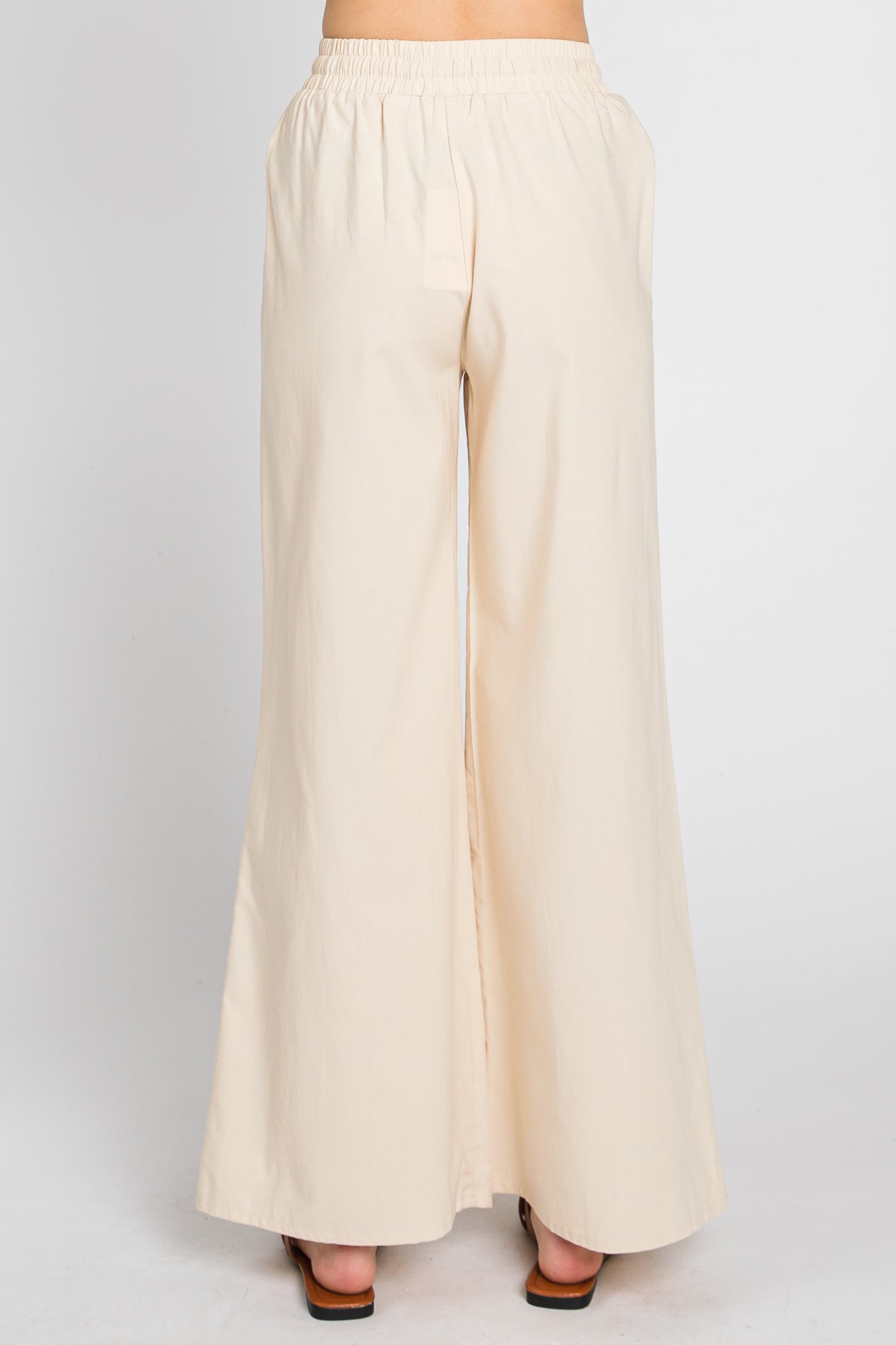 Drawstring Color Cream Cream Drawstring Wide Leg Pants – PinkBlush