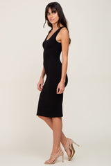 Black Basic V-Neck Sleeveless Dress