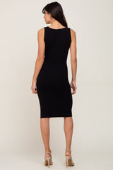 Black Basic V-Neck Sleeveless Dress