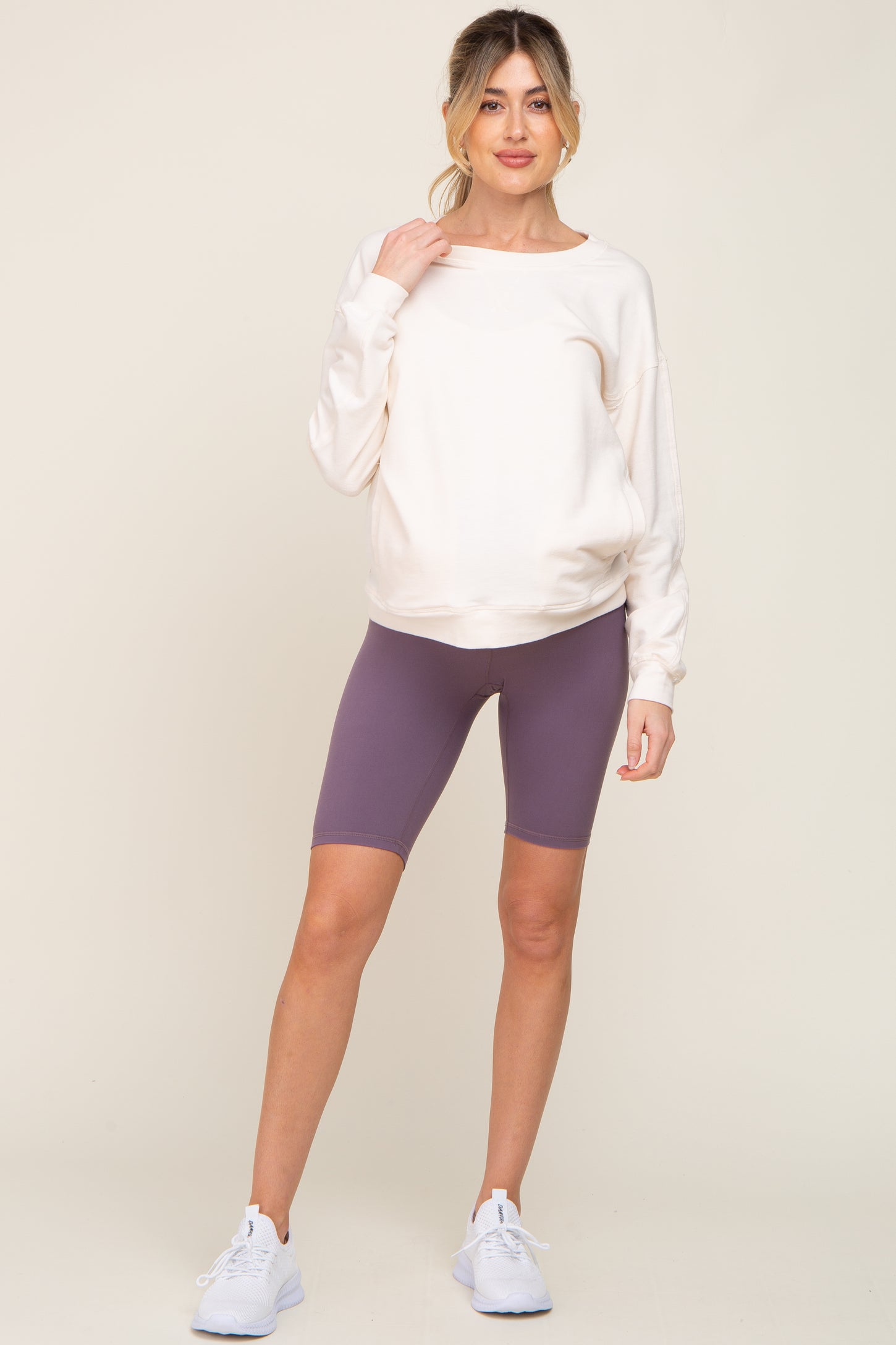 Lavender High Waist Maternity Bike Shorts PinkBlush
