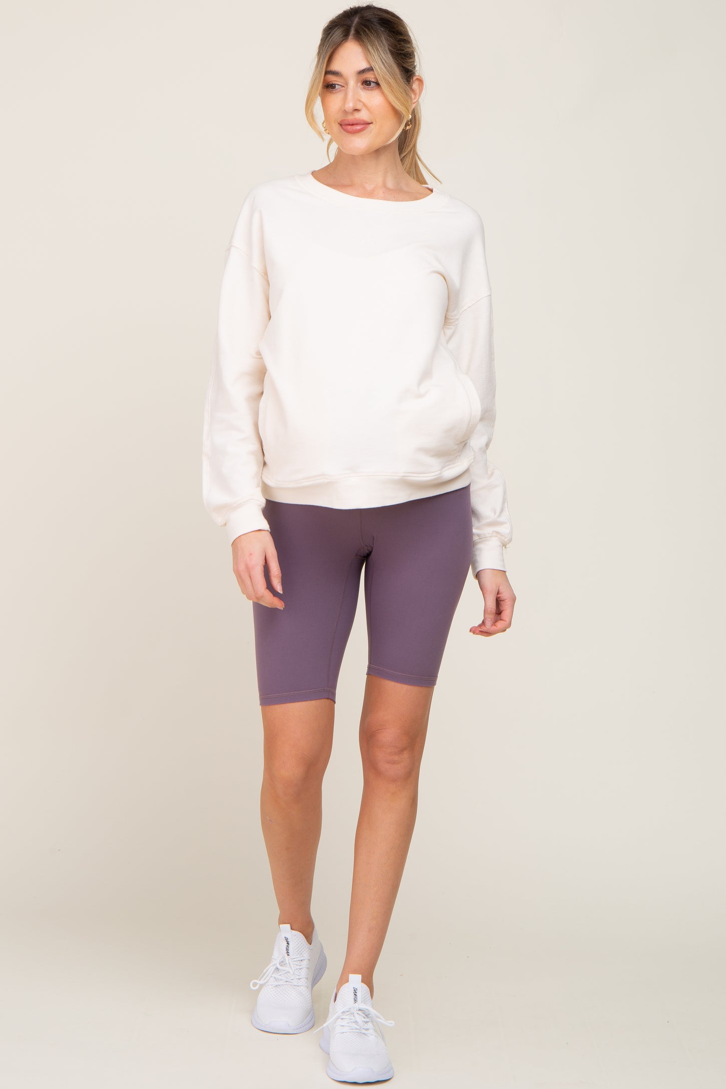 Lavender High Waist Maternity Bike Shorts PinkBlush