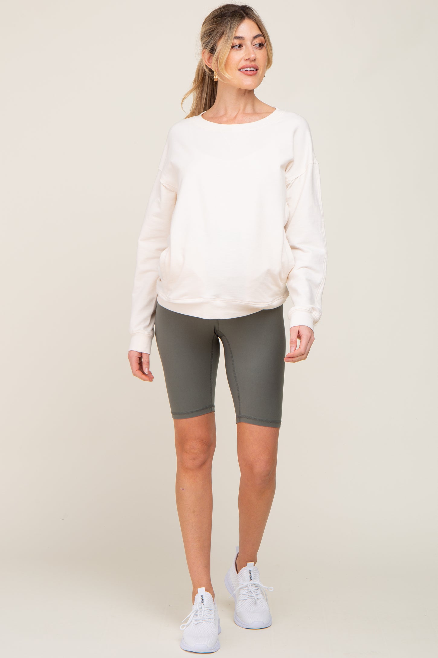 Olive High Waist Maternity Bike Shorts PinkBlush