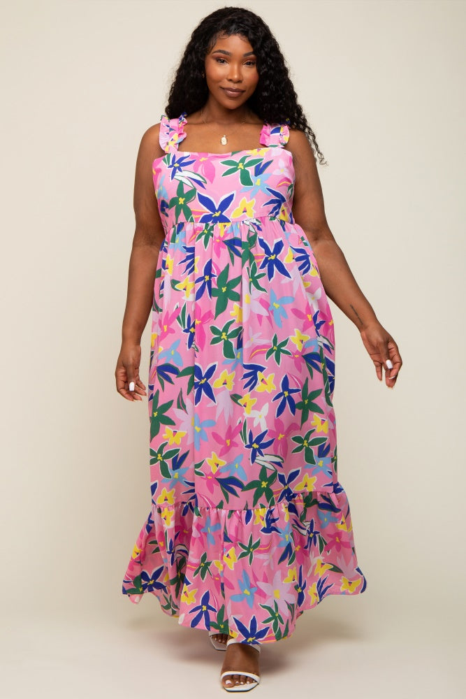 plus size pink floral maxi dress Major Moment Floral Maxi Dress- Dusty Pink