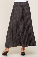 Black Animal Print Pleated Midi Skirt