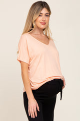 Peach V-Neck Maternity Dolman Sleeve Top