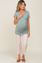 Mint Wrap Front Maternity/Nursing Top