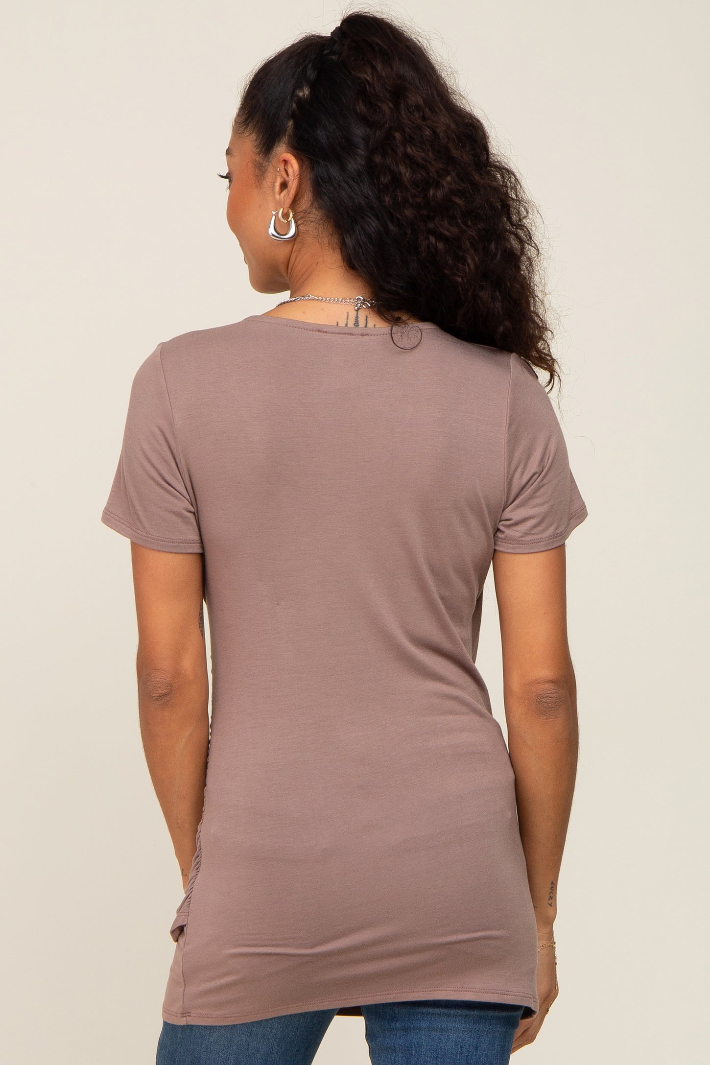 Mocha Wrap Front Nursing Top