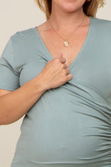 Mint Wrap Front Plus Maternity/Nursing Top