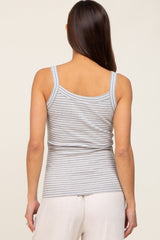 Heather Grey Striped Ribbed Maternity Tank Top