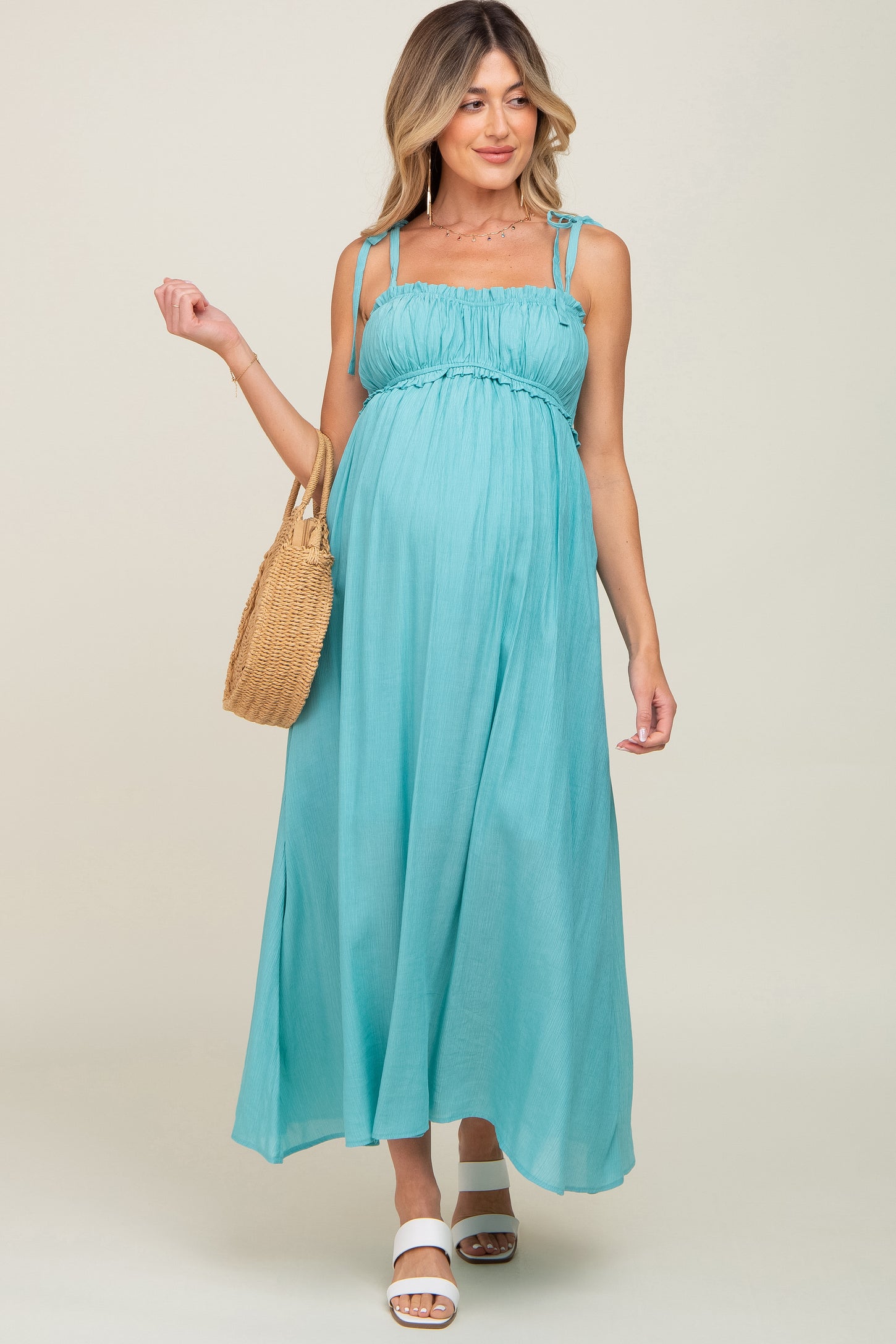 Turquoise maternity maxi dress Clearance