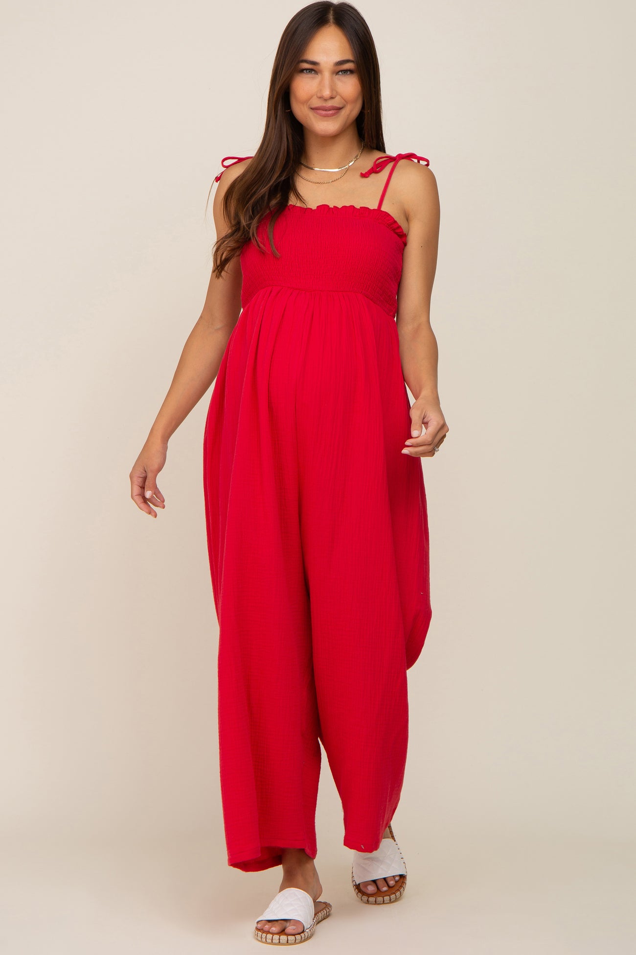 The Nines by HATCH 3/4 Sleeve Button-Front Maternity Jumpsuit Wine Red  Small | eBay